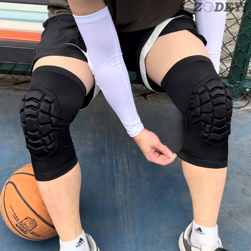 ZODEYI Wrestling Knee Pads Short Knee Sleeve, 2 Pcs Knee Compression Sleeve for Football, Basketball, Volleyball(Black_XL_2 Pcs) - Image 3